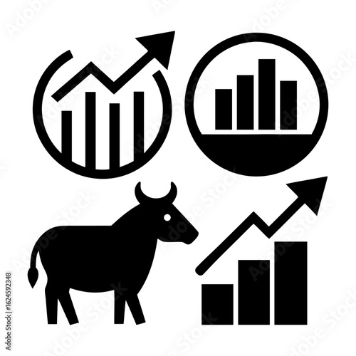 Flat Investment and Finance Icons for Stock Market Projects.
