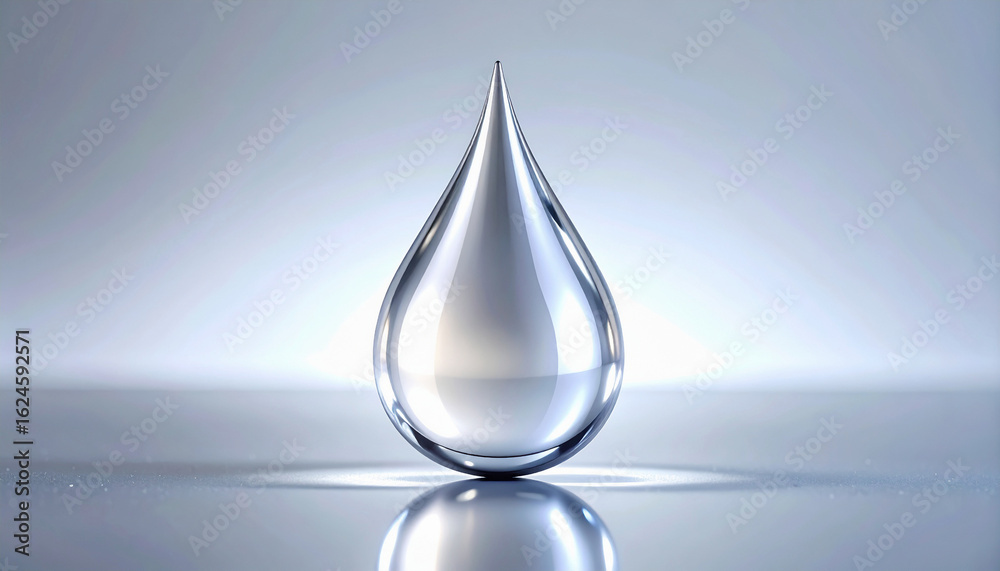Fototapeta premium Crystal Droplet on Silver Horizon