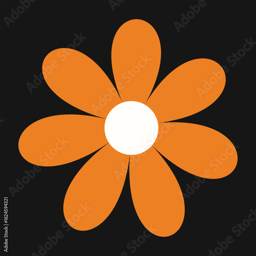 Decorative orange daisy with sleek geometry and botanical charm. A vivid symbol of blooming vitality and natural rhythm
