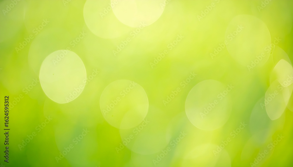 Naklejka premium Luminous Green Bokeh Orbs Creating a Fresh, Sunlit Abstract