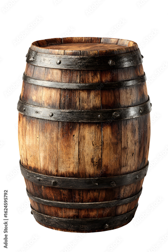 Obraz premium Wooden Barrel Aged Dark Brown Metal Bands