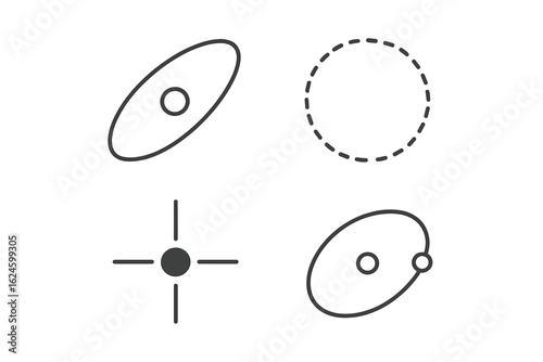 Minimalist line art of geometric shapes circles and ellipses