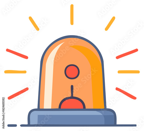Illustration of a blinking emergency light for warnings and alerts in various colors.