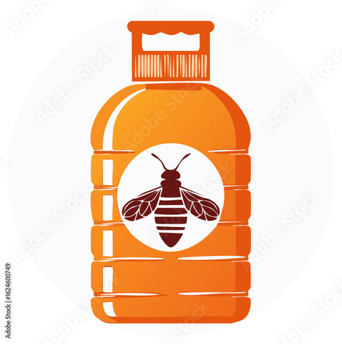 Honey Bottle with Honeybee Icon - Conceptual Illustration