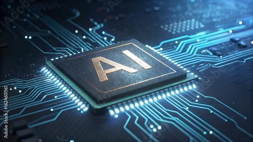 A close-up shot of a computer chip with the letters 