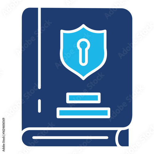 Privacy Law Icon In Blue Monochrome Flat Design, Vector Illustration