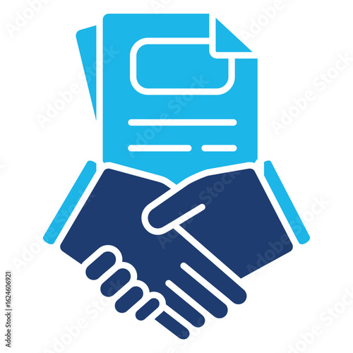 Contracts Icon In Blue Monochrome Flat Design, Vector Illustration