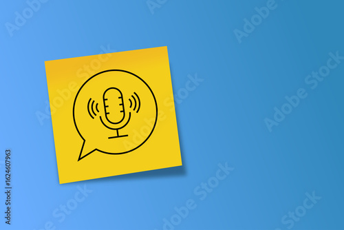 sound. microphone. speak on a loudspeaker. announcement. record a conversation. record music. human voice right. freedom of speech. icon. black lines. on office paper. banner.
