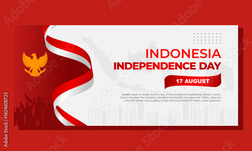 Modern banner design for Indonesian Independence Day Celebration, August 17th