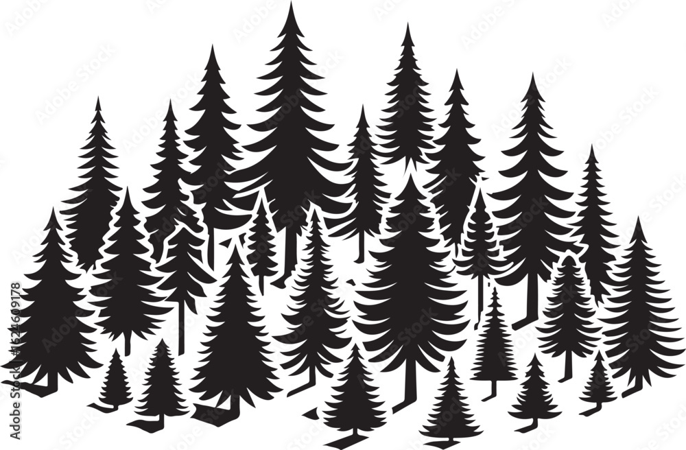 Obraz premium Seamless pattern of fir trees in a winter forest landscape with snow and pine trees