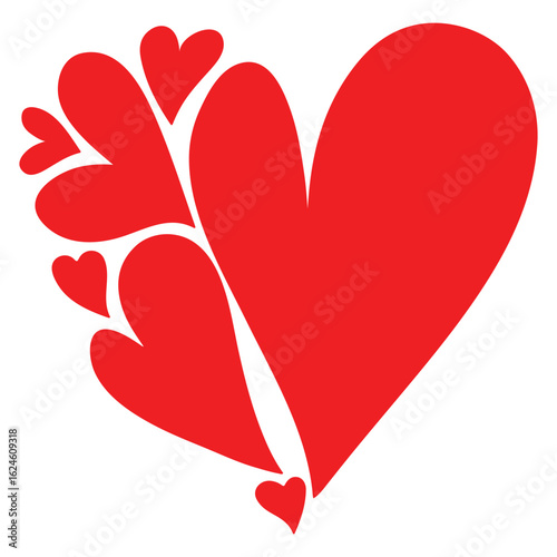 Hearts in the shape of a heart red icon logo love vector illustration art design