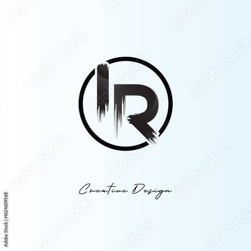 IR Brush Stroke Logo – Modern Artistic Symbol with Ink Texture for Creative Branding & Visual Identity Design