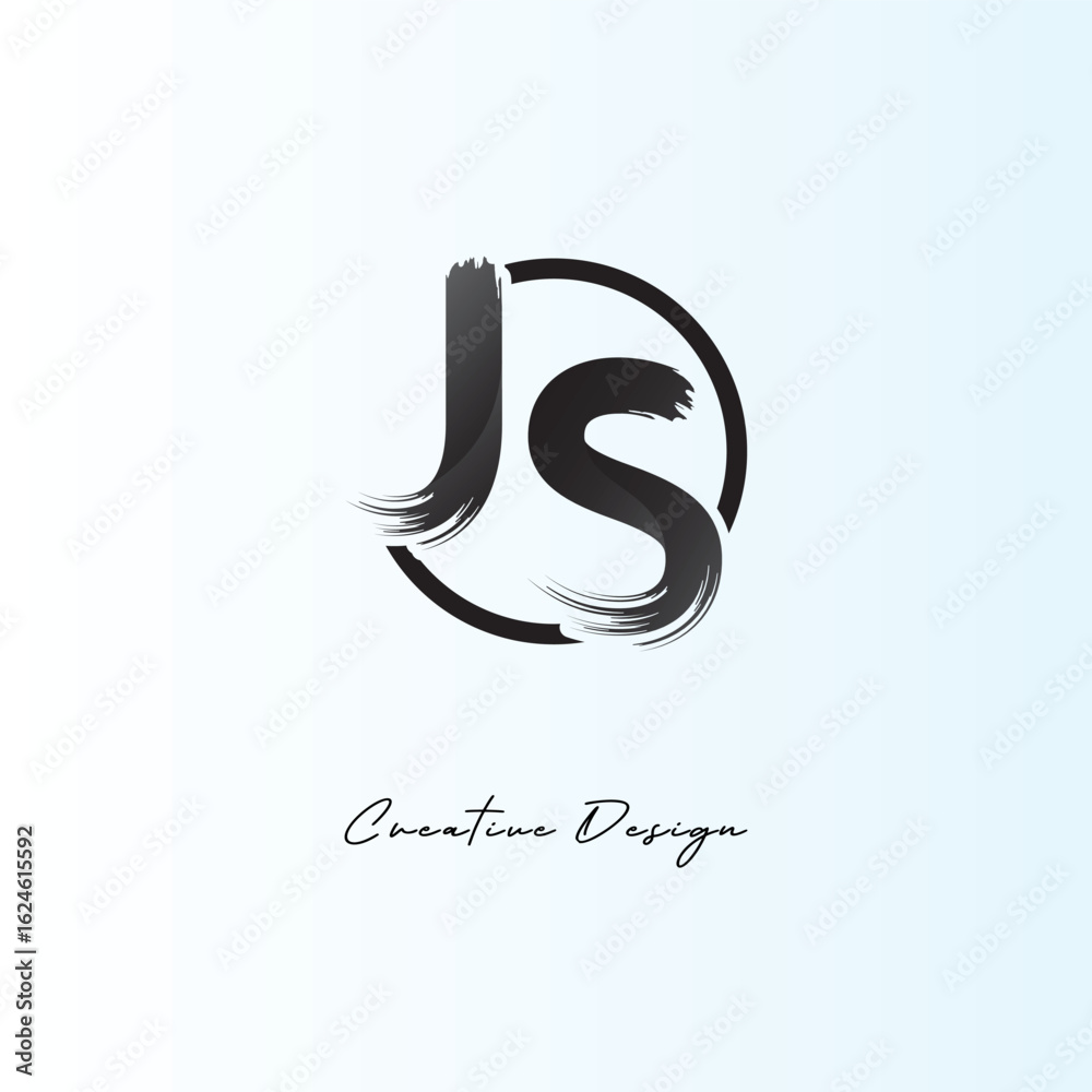 Obraz premium JS Brush Stroke Logo – Modern Artistic Symbol with Ink Texture for Creative Branding & Visual Identity Design