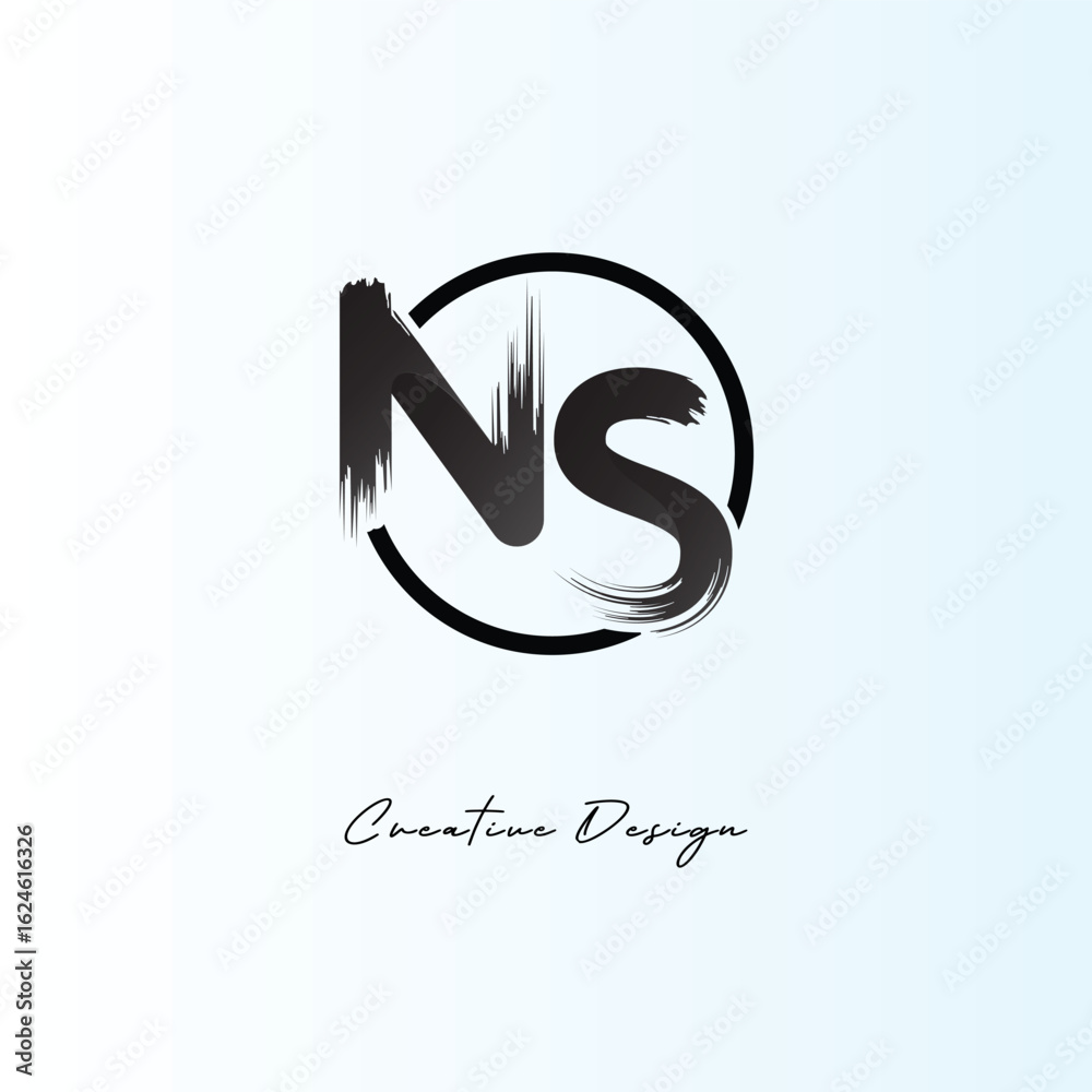 Fototapeta premium NS Brush Stroke Logo – Modern Artistic Symbol with Ink Texture for Creative Branding & Visual Identity Design