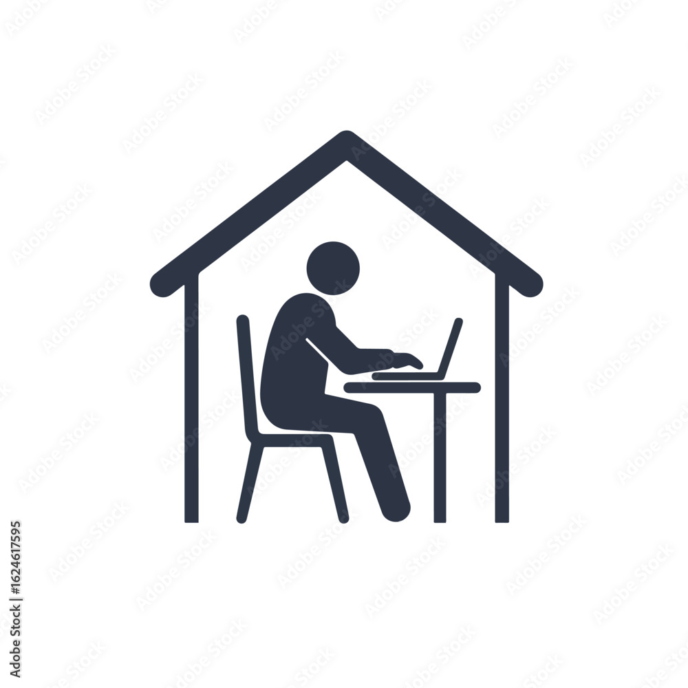 Fototapeta premium Person working from home at a desk with a laptop.