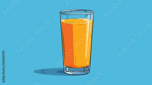 Vibrant Glass Cup of Orange Juice Illustration for Refreshing Beverages