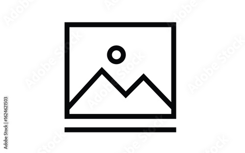 Landscape Placeholder Icon with Mountains and Sun