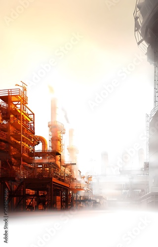 Industrial complex hazy atmosphere abstract rendering