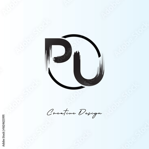 PU Brush Stroke Logo – Modern Artistic Symbol with Ink Texture for Creative Branding & Visual Identity Design