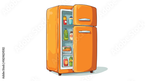 Professional Vector Drawing of Refrigerator on White Background