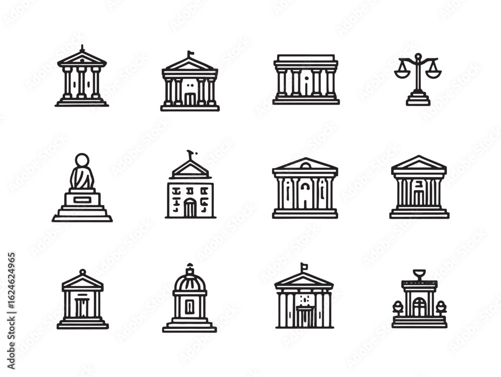 Fototapeta premium Court Trial Icon Minimalist Design