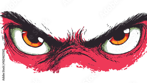 Intense Expressions: Character's Eyes and Angry Mouth Vector Illustration