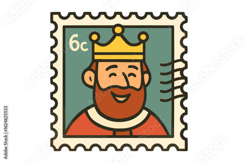 A vectorized Christmas ornament of King Melchor, a wise man and one of the Magi, is featured on a postage stamp