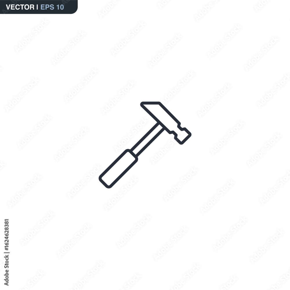 Fototapeta premium Hammer, linear style sign for mobile concept and web design
