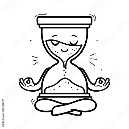 Serene hourglass figure in meditative pose symbolizing balance and