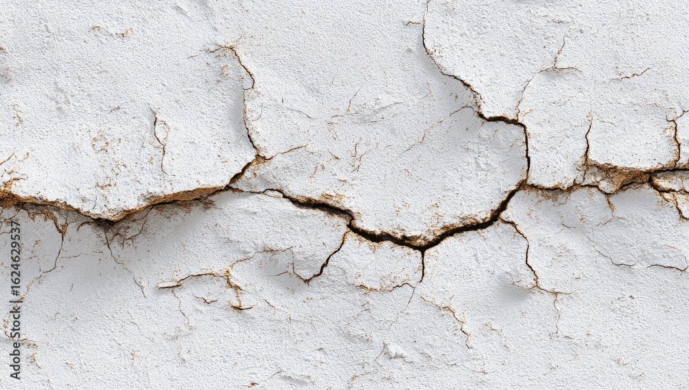 Fototapeta premium Cracked white painted wall (1)