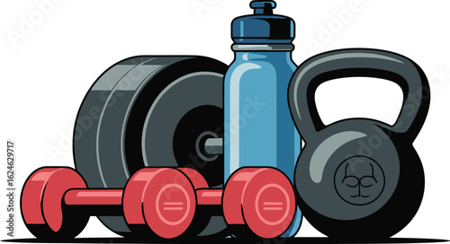 Black metal fitness dumbbell, an isolated gym weight for sport and exercise