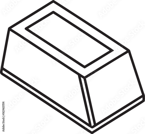 Copper ingot outline vector illustration line art