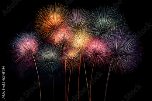 Illuminating the Night: A Dazzling Bright Fireworks Display Bursting with Colorful Lights and Patterns in the Dark Sky