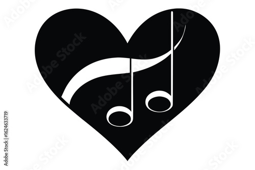 music note heart vector icon silhouette