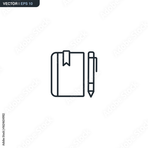 Jornal, diary, linear style sign for mobile concept and web design