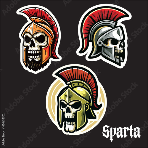 A vector illustration of sparta skull head colored drawing