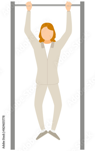 懸垂するジャージ姿のシニア女性のベクターイラスト