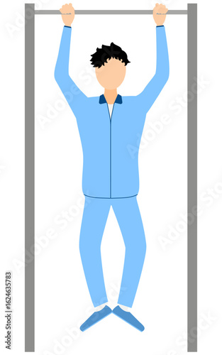 懸垂するジャージ姿の男性のベクターイラスト