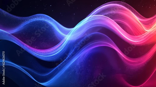 Vibrant flowing neon waves with cosmic starry background for digital art