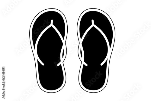 A pair of basic black flip flops ideal for summer holidays, beach trips, casual wear, shoe displays, and lifestyle-themed designs