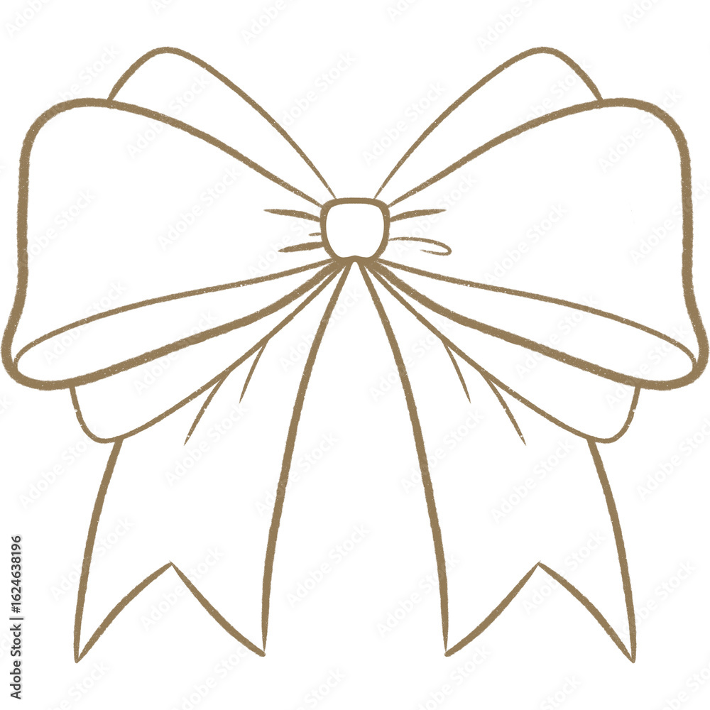 Fototapeta premium Brown Outline cute bow ribbon for coloring decoration celebrating party gift valentine coquette love