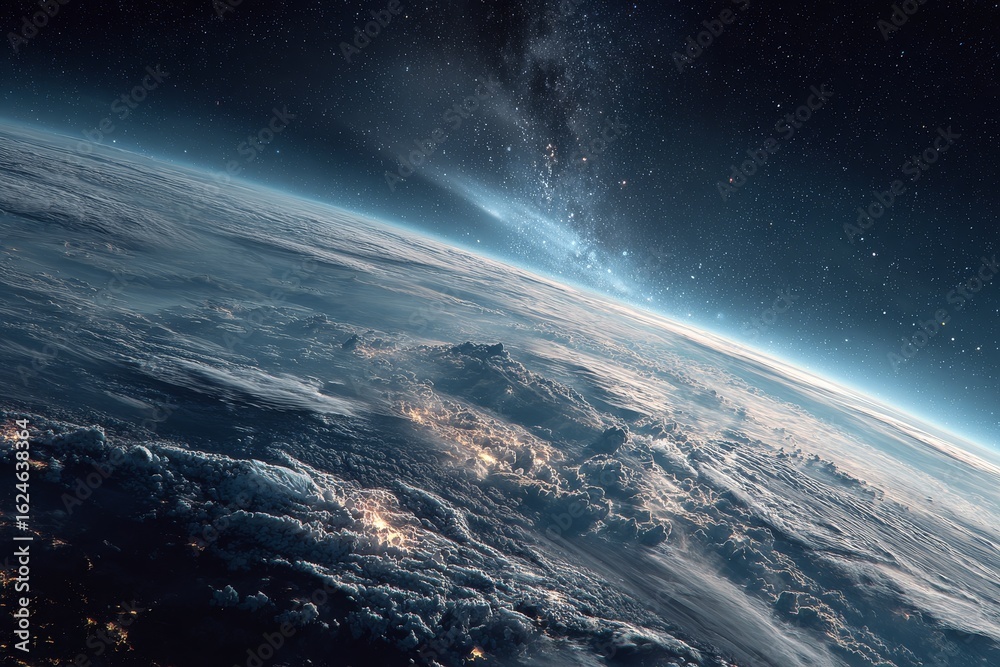 Fototapeta premium Captivating view of Earth from space showcasing atmospheric details and celestial beauty