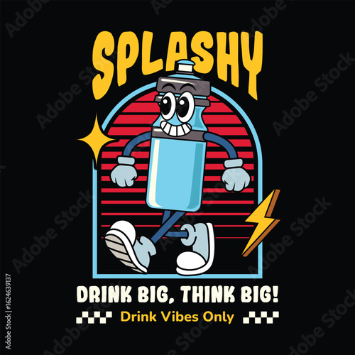 Cute blue tumbler in retro cartoon illustration