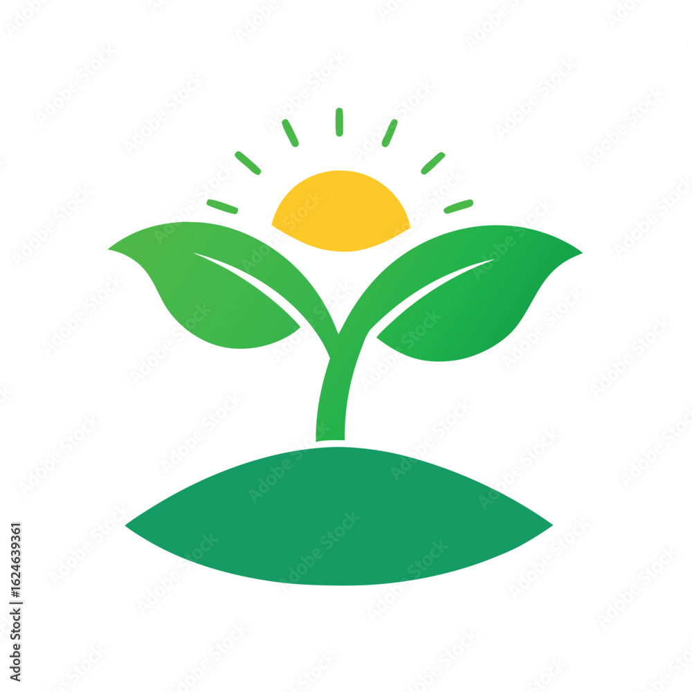A single curved leaf cradling a delicate seedling in a minimalist silhouette design A single curved leaf cradling a delicate seedling in a minimalist silhouette design