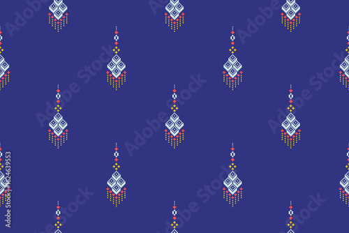 Cross stitch pattern concept showcasing traditional ethnic geometric pattern, Design for textile, background,carpet,wallpaper,clothing,wrapping,Batik,fabric,Vector illustration	
