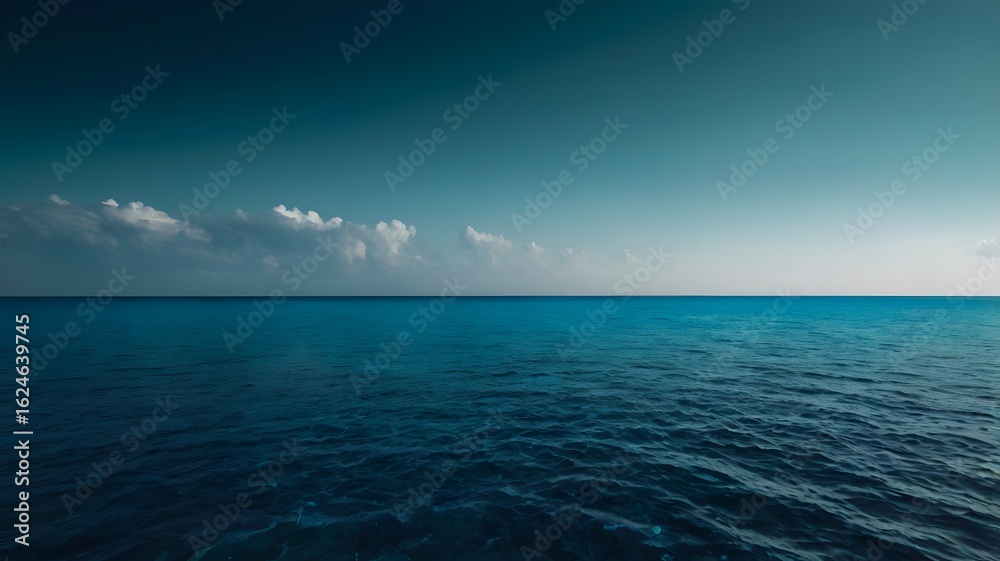 Fototapeta premium Open Ocean Scene with Deep Blue Water and Clear Sky