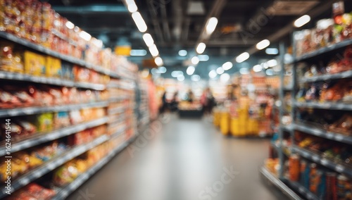Wallpaper Mural Blurred supermarket aisle with colorful snacks (1) Torontodigital.ca