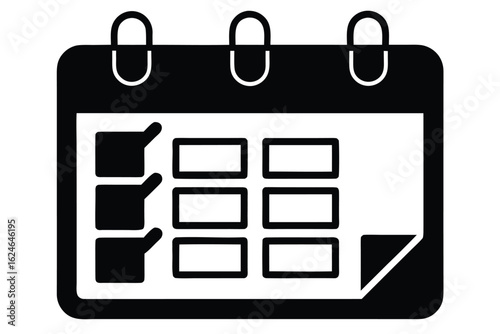 calendar with checklist icon vector icon silhouett