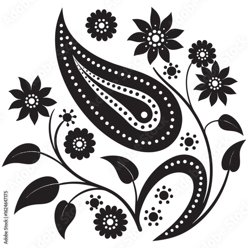 Anatolian Paisley with Scattered Floral Sprigs and Vines 