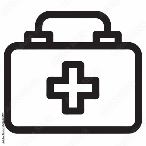 First aid kit icon line art vector illustration  